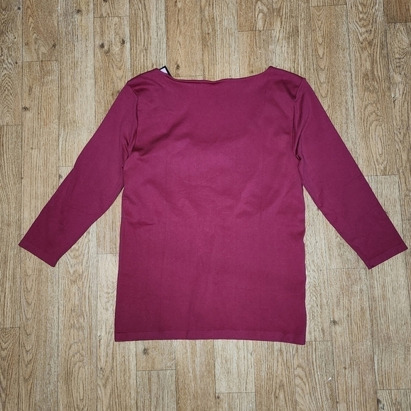 NWT AVEC LES FILLES Burgundy scoop neck 3/4 sleeve top - Picture 10 of 10